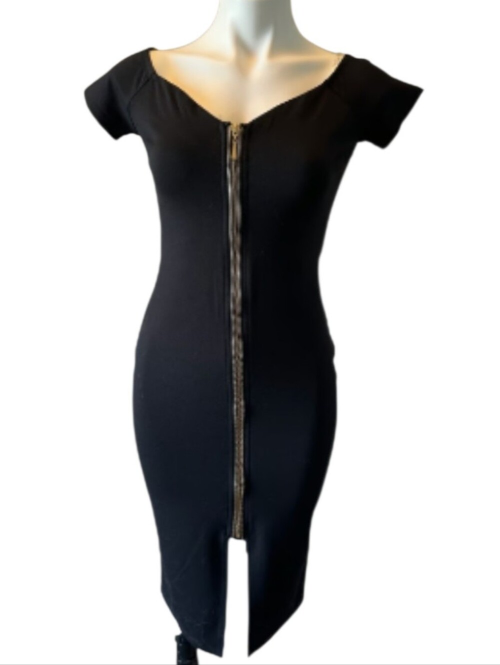 Black Zip-Front Women’s Bodycon Dress